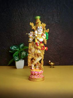 Ekhasa - Marble Dust Lord Krishna Idol with Flute