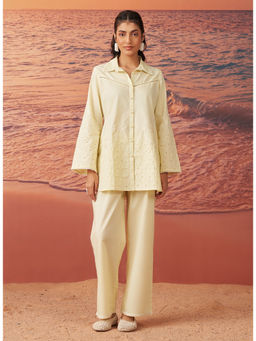 Lakshita - Yellow Sorbet Embroidered Cotton Poplin Co-Ord (Set of 2)