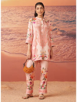 Lakshita - Peach Printed Shantoon Co-Ord For Women (Set of 2)