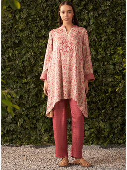 Lakshita - Pink Printed Satin Co-Ord For Women (Set of 2)