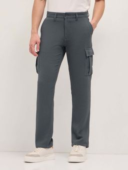 The Bear House - Men Grey Straight Fit Casual Cargo