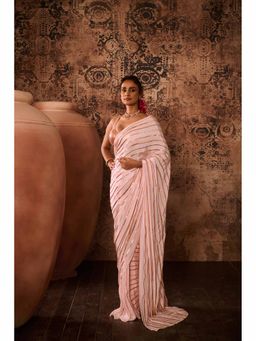Masumi Mewawalla - Baby Pink Embellished Pre Drape Saree with Stitched Blouse