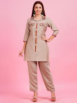 Gahan - Womens Beige Muslin Co-Ord Set
