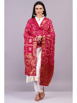 Gahan - Womens White Rayon Mandarin Neck Kurta with Pant & Red Dupatta