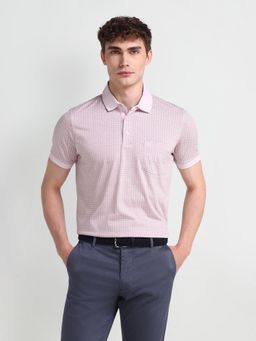 Arrow - Printed Pink Polo Collar T-Shirt