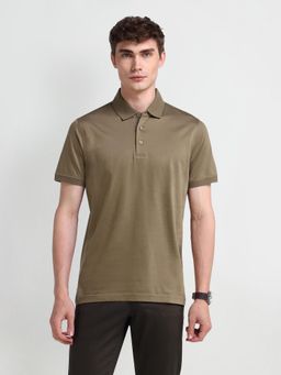Arrow - Solid Olive Polo Collar T-Shirt
