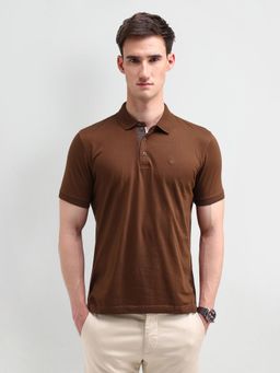 Arrow - Solid Brown Polo Collar T-Shirt