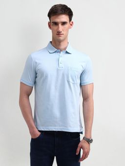 Arrow - Solid Blue Polo Collar T-Shirt