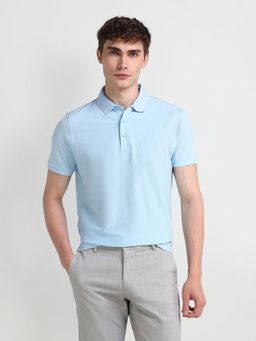 Arrow - Self Design Blue Polo Collar T-Shirt