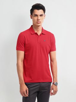 Arrow Sports - Solid Red Polo Collar T-Shirt