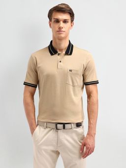 Arrow Sports - Solid Beige Polo Collar T-Shirt