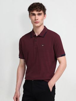 Arrow Sports - Solid Maroon Polo Collar T-Shirt