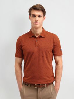 Arrow Sports - Printed Rust Polo Collar T-Shirt