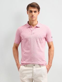Arrow Sports - Printed Pink Polo Collar T-Shirt