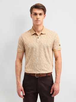 Arrow Sports - Printed Beige Polo Collar T-Shirt