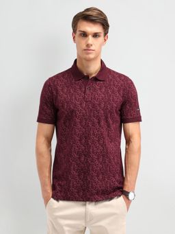 Arrow Sports - Printed Purple Polo Collar T-Shirt