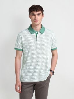 Arrow Sports - Printed Green Polo Collar T-Shirt
