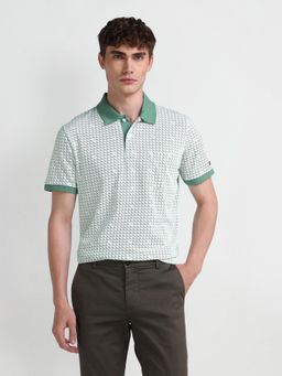 Arrow Sports - Printed Green Polo Collar T-Shirt