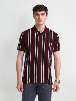 Arrow Sports - Striped Red Polo Collar T-Shirt