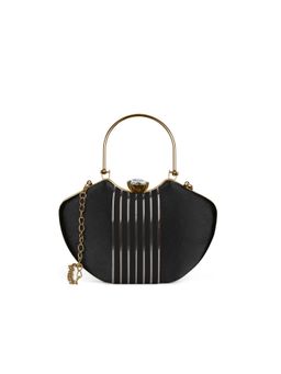 Lavie - Lip Handle Framed Black Handbag with Detachable Chain