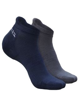 Heelium - Bamboo Ankle Socks-FreeSize UK7-11,2 Pairs,NBlue,Grey,Anti dour,Anti Blister (Pack of 2)
