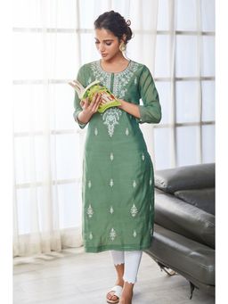 Biba - Women Polyester Straight Self Design Kurta
