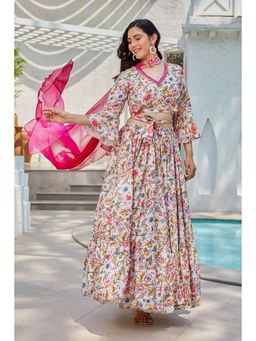 Biba - Women Polyester Straight Floral Lehenga Blouse with Dupatta (Set of 3)