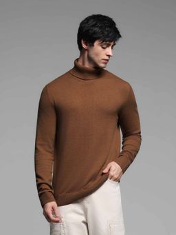 Jack & Jones - Men Brown Slim Fit Solid Sweater