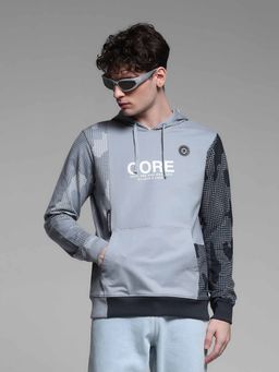Jack & Jones - Men Regular Fit Grey Checks Print Hoodie