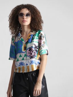 ONLY - Multi-Colour Printed Cropped Shirt