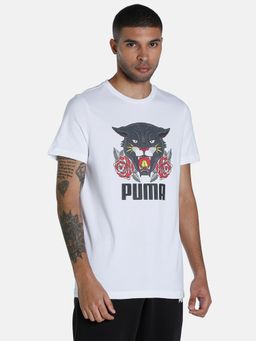 Puma - X1der Grunge Logo Mens White T-shirt