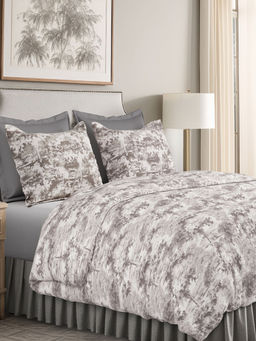 SANSAAR A D'DECOR BRAND LIVE CONSCIOUSLY - Grey Abstract Cotton Bedsheet with Pillow Covers (King)