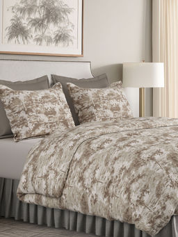 SANSAAR A D'DECOR BRAND LIVE CONSCIOUSLY - Beige Abstract Cotton Bedsheet with Pillow Covers (King)