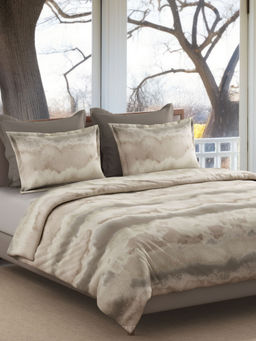 SANSAAR A D'DECOR BRAND LIVE CONSCIOUSLY - Brown Abstract Cotton Bedsheet with Pillow Covers (King)