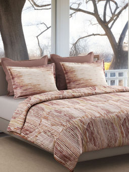 SANSAAR A D'DECOR BRAND LIVE CONSCIOUSLY - Pink Abstract Cotton Bedsheet with Pillow Covers (King)