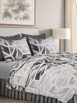 SANSAAR A D'DECOR BRAND LIVE CONSCIOUSLY - Black Abstract Cotton Bedsheet with Pillow Covers (King)