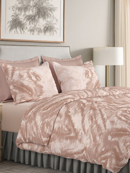 SANSAAR A D'DECOR BRAND LIVE CONSCIOUSLY - Pink Abstract Cotton Bedsheet with Pillow Covers (King)