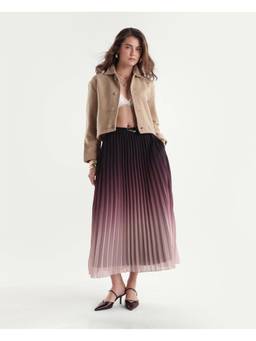 RAREISM - Women Dark Multi Ombre Pleated A-Line Skirt