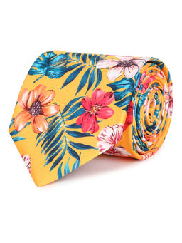 Tossido - Yellow Printed Microfiber Necktie