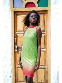 Ravi Rajoria - Digital Printed Party Wear Sequin Knee Length Dress