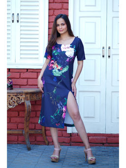 Ravi Rajoria - Digital Printed Floral Lycra Midi Dress