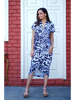Ravi Rajoria - Black White Tiger Print Midi Dress