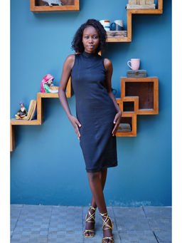 Ravi Rajoria - Blue Rib Knee length Dress for Womens