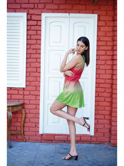 Ravi Rajoria - Womens Digital Printed Party Wear Sequin Mini Dress