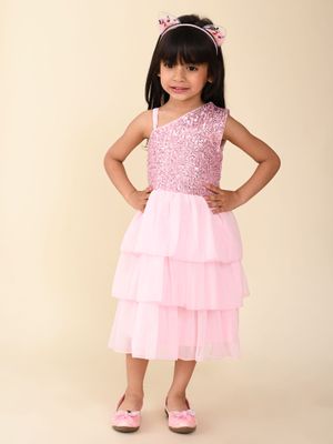 Lilpicks Gilrs Sequin Fit & Flare Dress