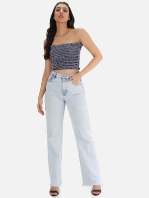 Buy Trend Arrest Abstract Navy Tube Top Online