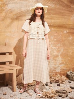 July Nightwear - For Women Cotton Off White Calf Length Nighty-je36