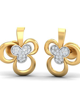 KuberBox - 18K Spaten Midriff Stud Earrings for Women and Girls
