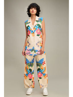 Soup by Sougat Paul - Beige Avain Canopy Embellished Co-Ord (Set of 2)