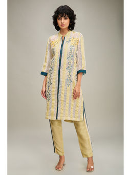 Soup by Sougat Paul - Zinnia Applique Kurta and Pant (Set of 2)